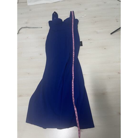NWT Lulu’s Royal Blue Bustier Maxi Dress LARGE Backless Gown Stretch - Picture 14 of 15